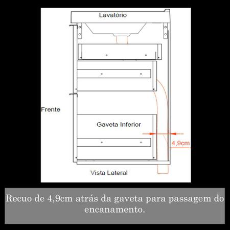 Imagem de Gabinete para banheiro 03 gavetas com lavatório e espelheira Pietra 80cm Preto/Preto Brilho Móveis Bosi