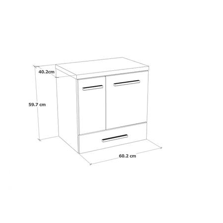 Imagem de Gabinete para Banheiro 1 Porta 2 Gavetas 60cm Madri Darabas Agardi