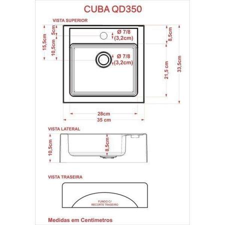 Imagem de Gabinete para Banheiro 1 Porta 2 Gavetas com Cuba Q35 e Espelheira Legno 650W Espresso Móveis