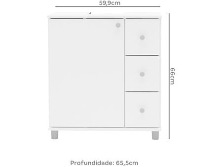 Imagem de Gabinete para Banheiro 1 Porta 3 Gavetas Politorno