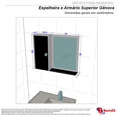 Imagem de Gabinete para Banheiro 1 Porta com Espelheira Móveis Bechara Madeira Rústica/Madeira 3D