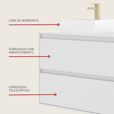 Imagem de Gabinete para Banheiro com Cuba 80cm Mdf Branco Dubai - On Móveis