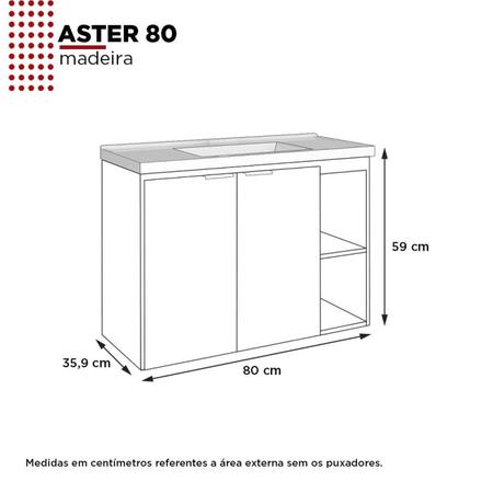 Imagem de Gabinete para Banheiro com Cuba em Mármore Sintético 80cm Aster Cozimax