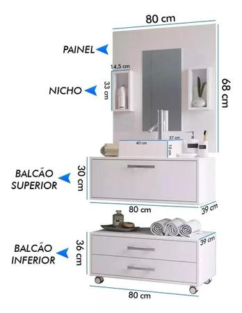 Imagem de Gabinete Para Banheiro Completo Cuba Painel Balcão + Garantia