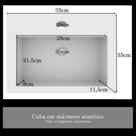 Imagem de Gabinete para banheiro Duna 60cm com cuba e armário acompanha luminária LED Móveis Bosi