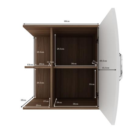 Imagem de Gabinete para banheiro Duna 60cm com cuba e armário acompanha luminária LED Móveis Bosi