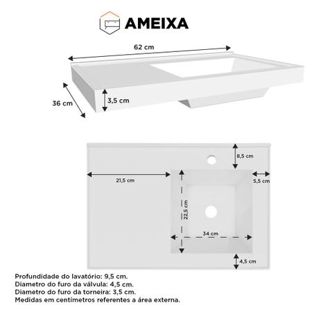 Imagem de Gabinete Para Banheiro em Aço Suspenso 3 Gavetas Ameixa Cinza - Cozimax