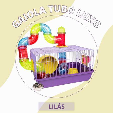 Imagem de Gaiola de Hamster e Roedores com Tubo e Roda Pet Au