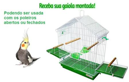Imagem de Gaiola para Calopsita e Pássaros Mansos com Teto Aramado Completa Verde