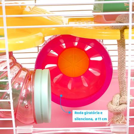 Imagem de Gaiola para Hamster multifuncional, um andar, com casa, roda giratória, túnel e corda