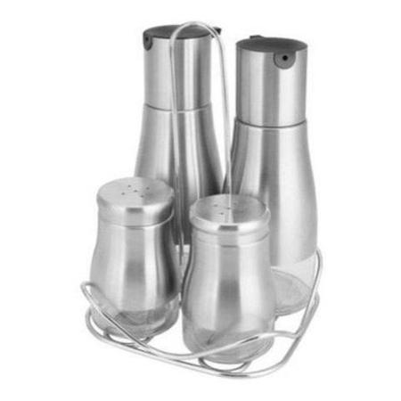 Galheteiro 4 Peças Com Suporte em Aço Inox. - Uny Home Imagem de Galheteiro 4 Peças Com Suporte em Aço Inox.