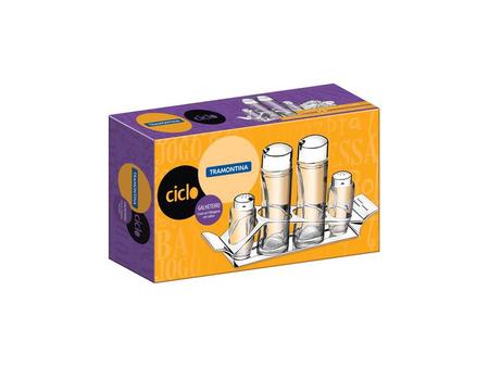 Galheteiro ciclo em vidro e aco inox 4 pecas tramontina Imagem de Galheteiro ciclo em vidro e aco inox 4 pecas tramontina