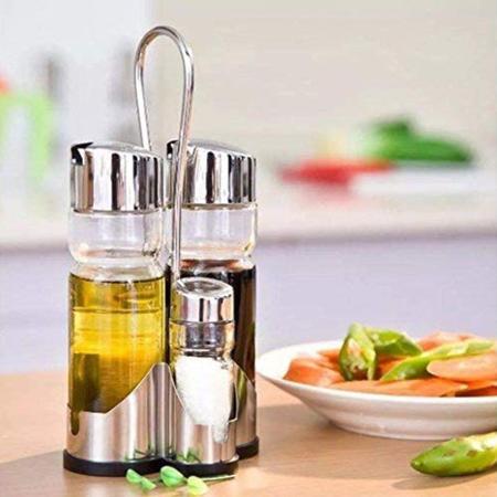 Galheteiro de Vidro com 4 Peças + Suporte - Art House Imagem de Galheteiro de Vidro com 4 Peças + Suporte