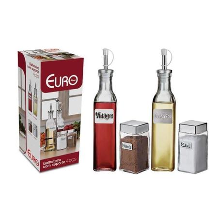 Galheteiro Vidro Euro Home 4 Peças - Label Imagem de Galheteiro Vidro Euro Home 4 Peças - Label