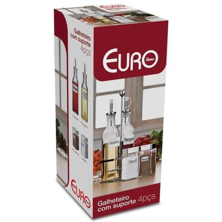 Galheteiro Vidro Euro Home 4 Peças - Label Imagem de Galheteiro Vidro Euro Home 4 Peças - Label
