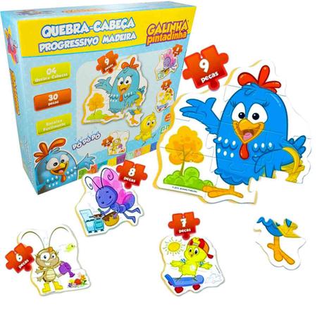 Quebra-Cabeça Galinha Pintadinha Infantil Madeira Raciocínio Encaixe Fácil  30 Peças Nig Brinquedos - 0719 - Quebra Cabeça Progressivo - Magazine Luiza