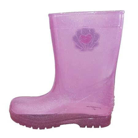 Galocha Bota Menina Sereia Pelo Dinossauro Preta Rosa Glitter