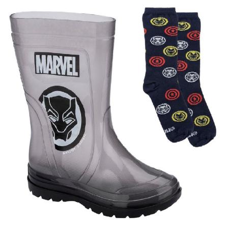 Galocha Infantil Marvel Pantera Negra Transparente com Meia