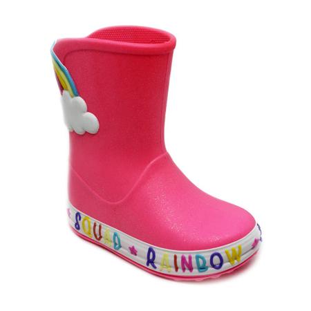 Galocha Plugt Nuvem Arco-Íris Gliter Rosa Fluor Imagem de Galocha Plugt Nuvem Arco-Íris Gliter Rosa Fluor