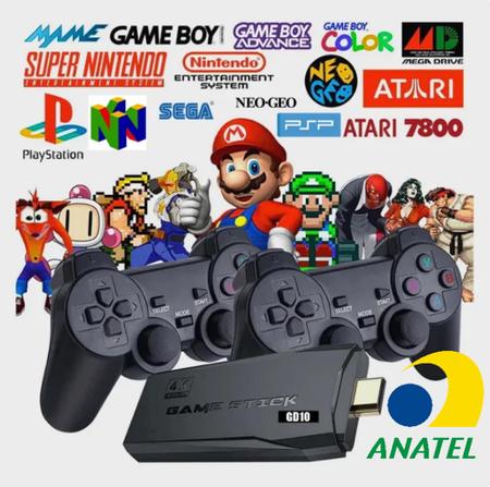 Game Stick Retrô 4K Original - 10.000 Jogos Clássicos + 2 Controles