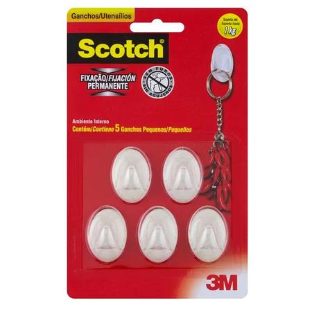 Gancho adesivo plástico peq transparente HB004270458 5 und Scotch 3M Imagem de Gancho adesivo plástico peq transparente HB004270458 5 und Scotch 3M