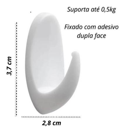 Imagem de Gancho de Parede Resistente Adesivo Oval Suporta até 1 Kg