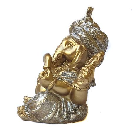 Imagem de Ganesha decorativa em resina Hindu Deus Sorte Prosperidade Sabedoria B118