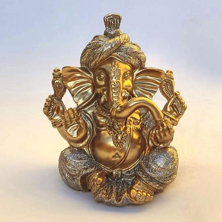 Imagem de Ganesha decorativa em resina Hindu Deus Sorte Prosperidade Sabedoria B118