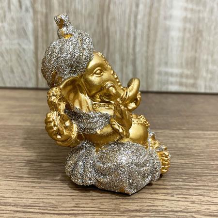 Imagem de Ganesha Hindu Deus Sorte Prosperidade Sabedoria Resina 7 cm