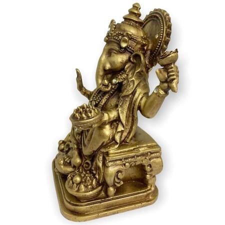 Imagem de Ganesha Prosperidade Dourado Em Resina 15 Cm