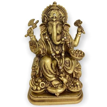 Imagem de Ganesha Prosperidade Dourado Em Resina 15 Cm
