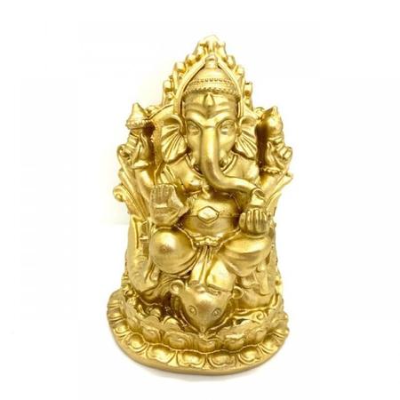 Imagem de Ganesha Trono Dourado Em Resina 12 Cm