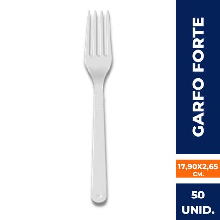 Garfo Plástico Grande C/50 Strawplast Branco