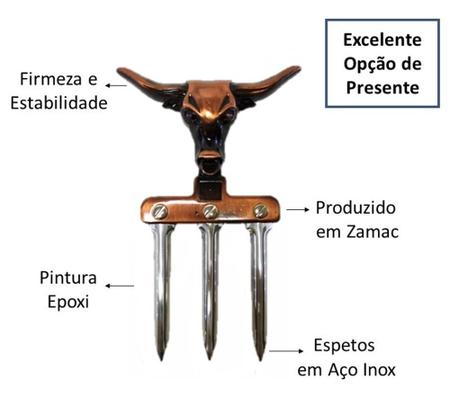 Garfo para Churrasco Tridente Cabeça de Boi Cobre Escovado - Expresso da  Madeira - Garfos - Magazine Luiza