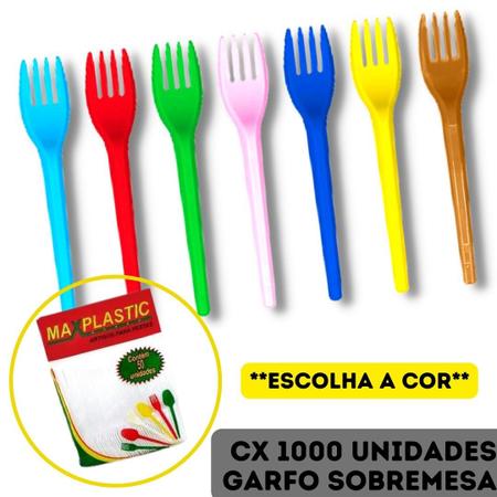 Garfo Plástico Descartável Sobremesa Slim Tropical Maxplastic - 12cm - 1000  Unidades (CX20x50)