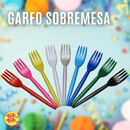 Garfo Sobremesa Plástico 50 Unidades Azul Claro - Bom Preço Magazine