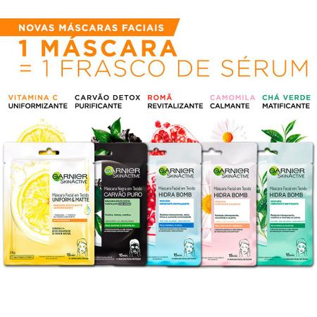Imagem de Garnier Skin Máscaras Faciais Kit -  Calmante + Detox + Matificante + Revitalizante + Vitamina C