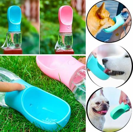 Imagem de Garrafa bebedouro de água portátil para pets cães gatos 350ml prático novidade
