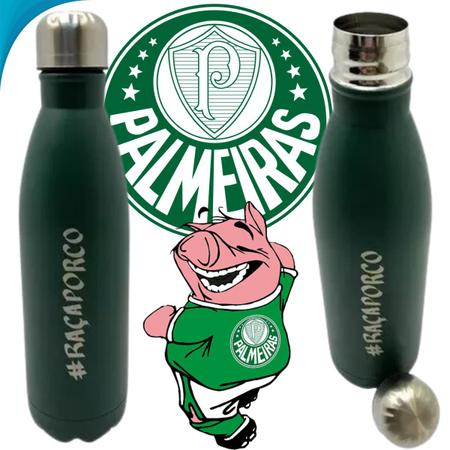 Imagem de Garrafa de Aço Inox 750ml Palmeiras Ideal Para Torcedores Bom Ter Em Casa