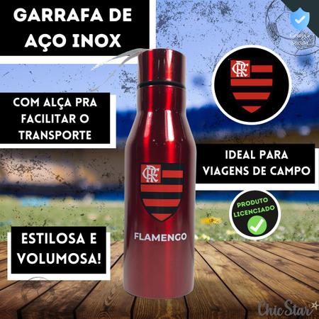 Imagem de Garrafa de Aço Inox Flamengo com Alça 600ml Original Lançamento Mengão