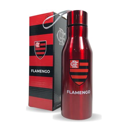 Imagem de Garrafa de Aço Inox Flamengo com Alça 600ml Original Lançamento Mengão