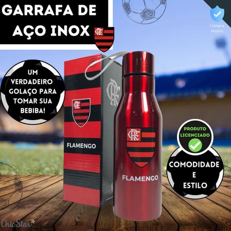 Imagem de Garrafa de Aço Inox Flamengo com Alça 600ml Original Lançamento Mengão