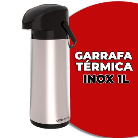 Imagem de Garrafa de Cafe Termica Pressão 1L Inox Verona Resistente