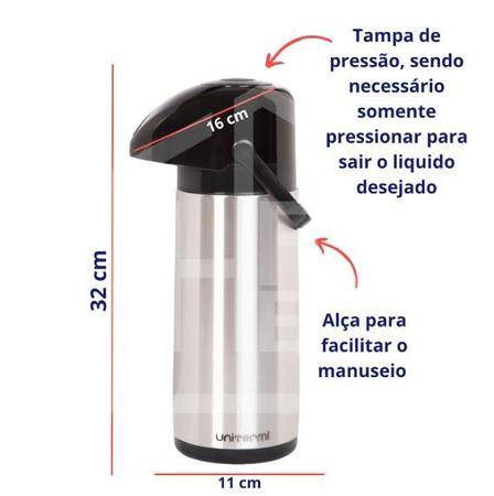 Imagem de Garrafa de Cafe Termica Pressão 1L Inox Verona Resistente