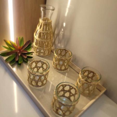 Imagem de Garrafa de Vidro com Sisal Wolff 800ml para Água Suco Leite Decorativa Jarro Vaso de Flores