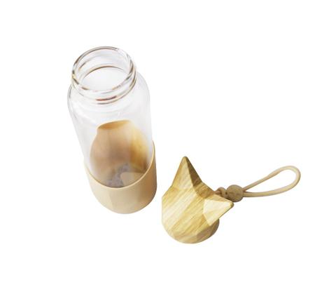 Imagem de Garrafa de vidro fox bottle com capa de silicone e tampa plástica 