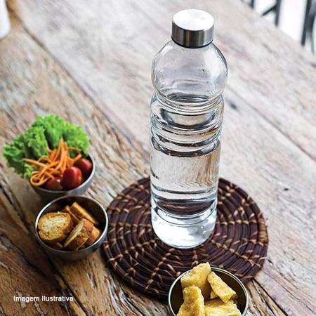 Imagem de Garrafa de Vidro para Água com Tampa de Inox 1 Litro - Bon Gourmet