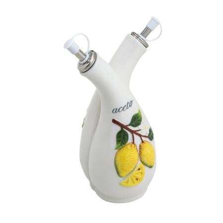 Imagem de GARRAFA DUPLA DE CERÂMICA P/AZEITE E VINAGRE LEMONS 300ml