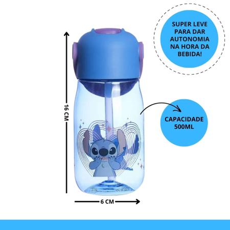 Imagem de Garrafa Flip Infantil Lilo Stitch Disney C/ Alça 400ml - Zona Criativa