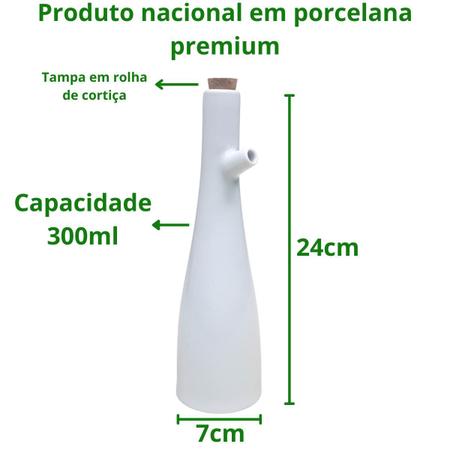 Imagem de Garrafa Galheteiro Azeite Óleo Vinagre em Porcelana Premium 300ml